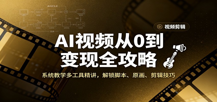 AI视频从0到变现全攻略,系统教学多工具精讲,解锁脚本、原画、剪辑技巧-星空网创资源