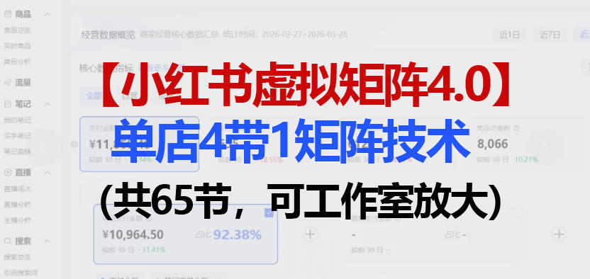 小红书虚拟矩阵4.0技术:单店4带1矩阵(共65节,可工作室放大)-星空网创资源