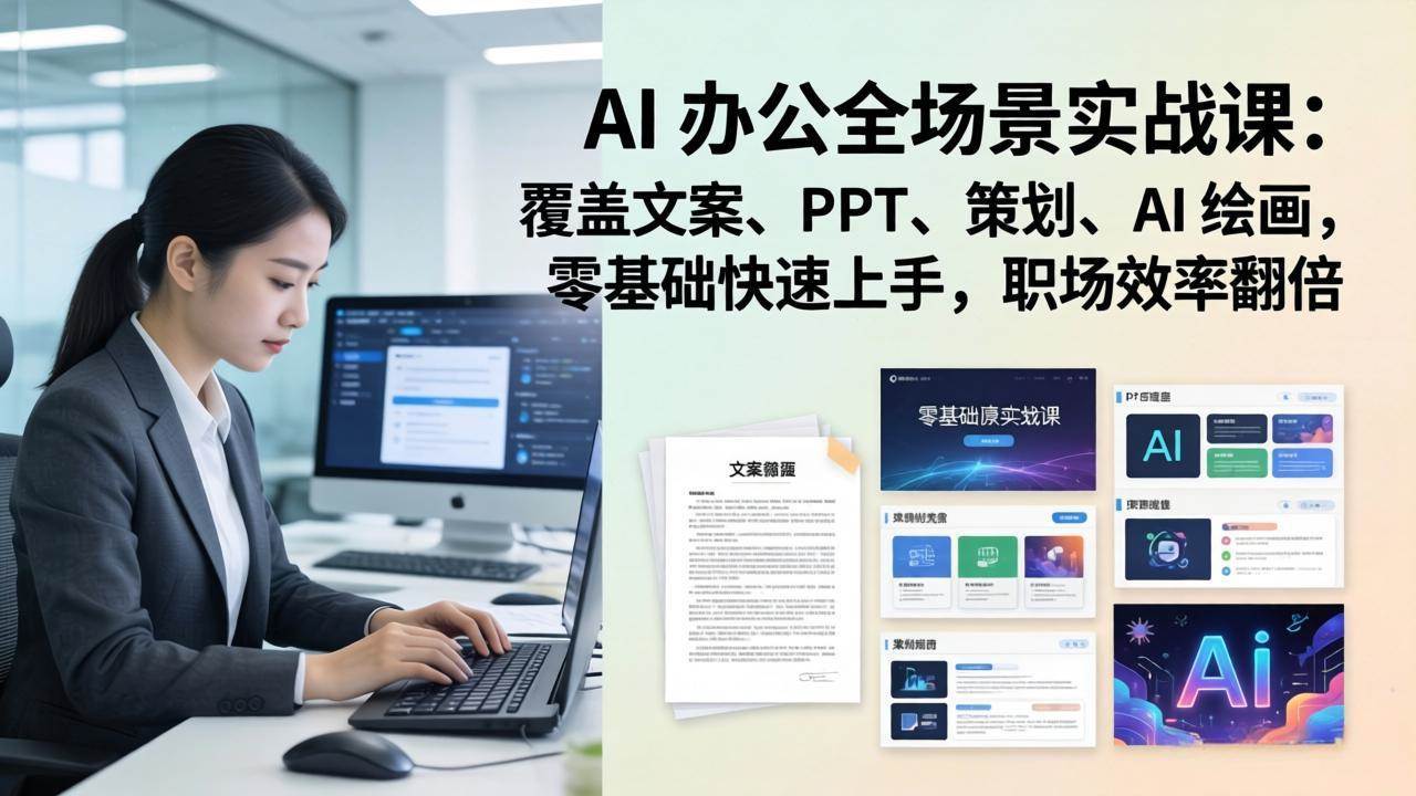 (17732期) AI 办公全场景实战课:覆盖文案、PPT、策划、AI 绘画,零基础快速上手,职场效率翻倍-星空网创资源