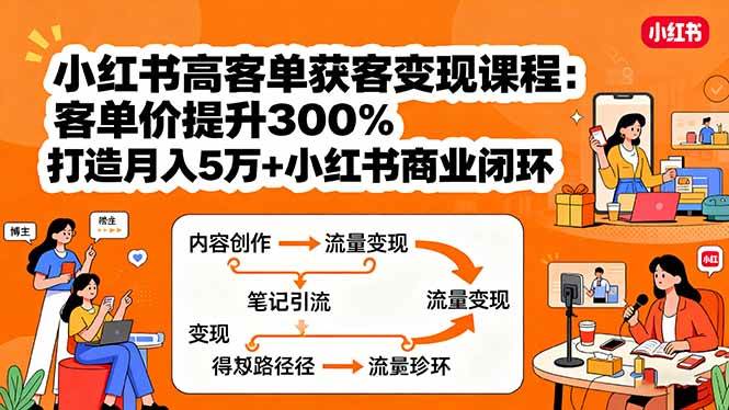 (15981期)小红书高客单获客变现课程:客单价提升300%,打造月入10万+小红书商业闭环-星空网创资源