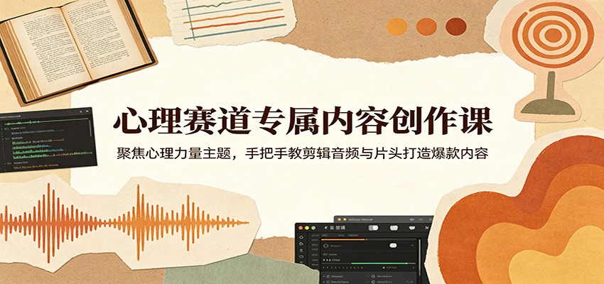 心理赛道专属内容创作课:聚焦心理力量主题,手把手教剪辑音频与片头打造爆款内容-星空网创资源