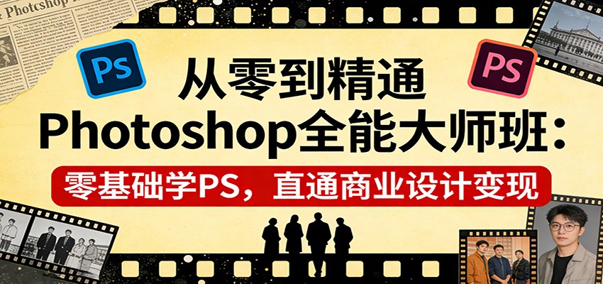 从零到精通Photoshop全能大师班：零基础学PS，直通商业设计变现-星空网创资源