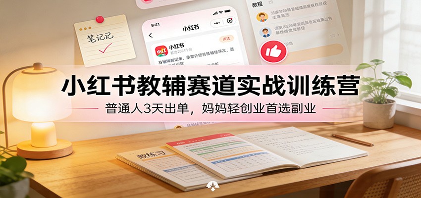 小红书教辅赛道实战训练营：普通人3天出单，妈妈轻创业首选副业-星空网创资源
