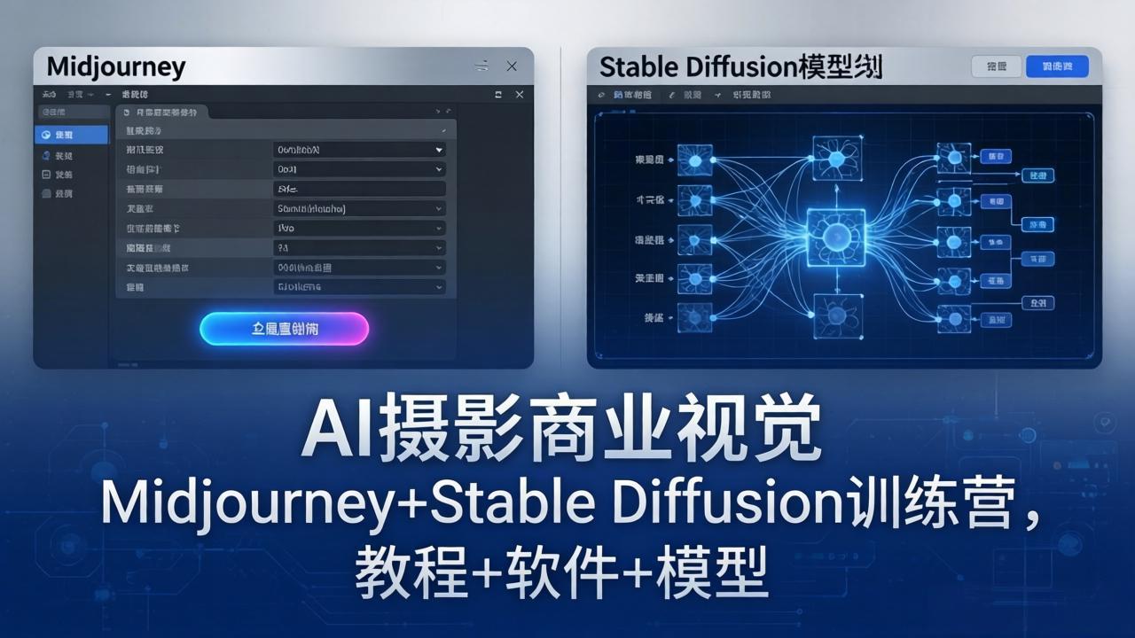AI摄影商业视觉Midjourney+Stable Diffusion训练营，教程+软件+模型-星空网创资源