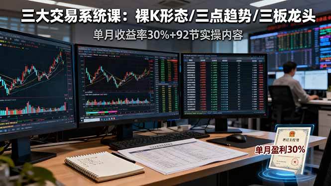 (16269期)三大交易系统课:裸K形态/三点趋势/三板体系,单月收益率30%+92节实操内容-星空网创资源