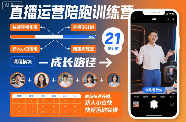 直播运营陪跑训练营，教你快速开播，新人小白快速落地实操-星空网创资源