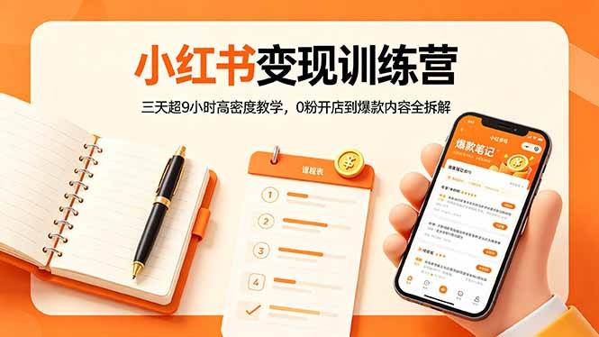 (18337期)小红书变现训练营:三天超9小时高密度教学,0粉开店到爆款内容全拆解-星空网创资源