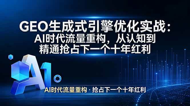 (17708期)GEO 生成式引擎优化实战:AI时代流量重构,从认知到精通抢占下一个十年红利-星空网创资源