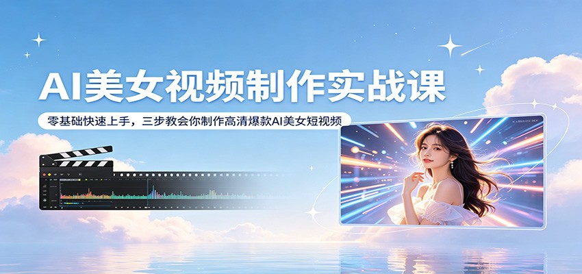 AI美女视频制作实战课:零基础快速上手,三步教会你制作高清爆款AI美女短视频-星空网创资源