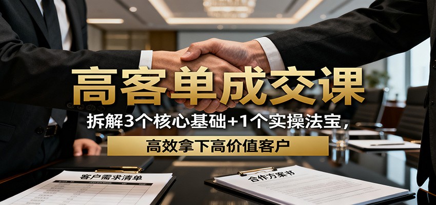 高客单成交课：拆解3个核心基础+1个实操法宝，高效拿下高价值客户-星空网创资源