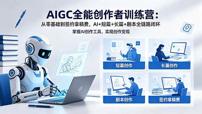 (18403期)AIGC全能创作者训练营:从零基础到签约拿稿费,AI+短篇+长篇+剧本全链路闭环-星空网创资源