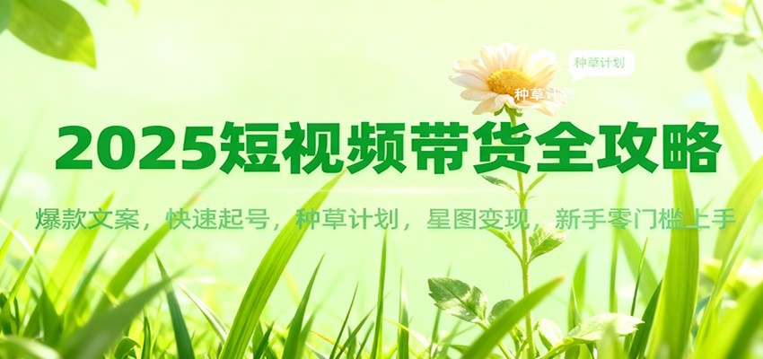 2025短视频带货全攻略：爆款文案，快速起号，种草计划，星图变现，新手零门槛上手-星空网创资源