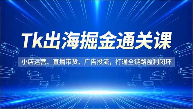 Tk出海掘金通关课,小店运营、直播带货、广告投流,打通全链路盈利闭环-星空网创资源