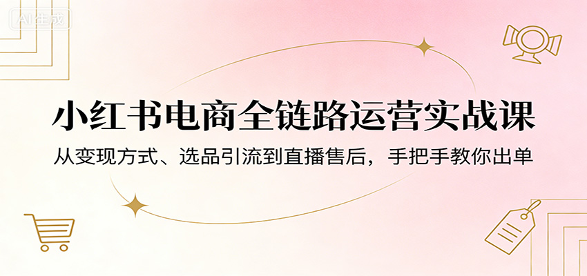 小红书电商全链路运营实战课:从变现方式、选品引流到直播售后,手把手教你出单-星空网创资源