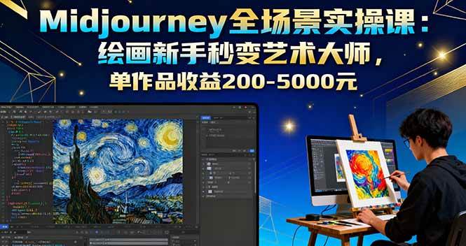 (16125期)Midjourney全场景实操课:绘画新手秒变艺术大师,单作品收益200-5000元-星空网创资源