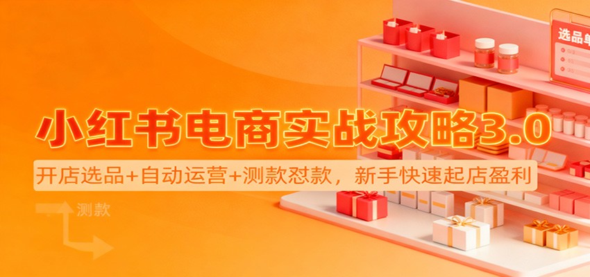小红书电商实战攻略3.0:开店选品+自动运营+测款怼款,新手快速起店盈利-星空网创资源