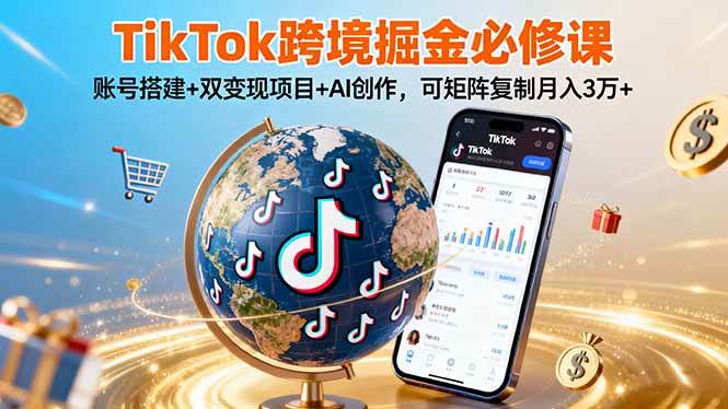 （16003期）TikTo跨境掘金必修课，账号搭建+双变现项目+AI创作，可矩阵复制月入3万+-星空网创资源