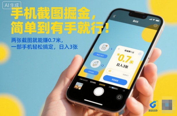 手机截图掘金，简单到有手就行！两张截图就能賺0.7米，一部手机轻松搞定，日入3张【揭秘】-星空网创资源