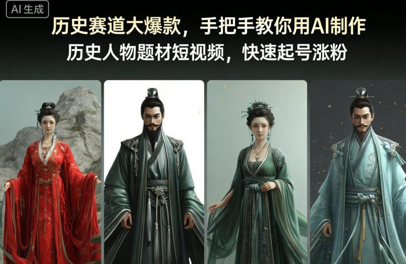 历史赛道大爆款,手把手教你用AI制作历史人物题材短视频,快速起号涨粉-星空网创资源