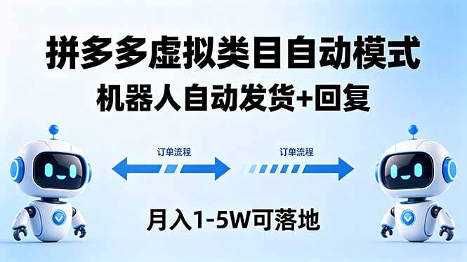 多多虚拟类目自动模式,机器人自动发货 + 回复,月入 1-5W 可落地-星空网创资源