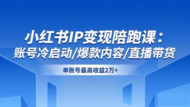 （16550期）小红书IP变现陪跑课：账号冷启动/爆款内容/直播带货，单账号最高收益2万+-星空网创资源