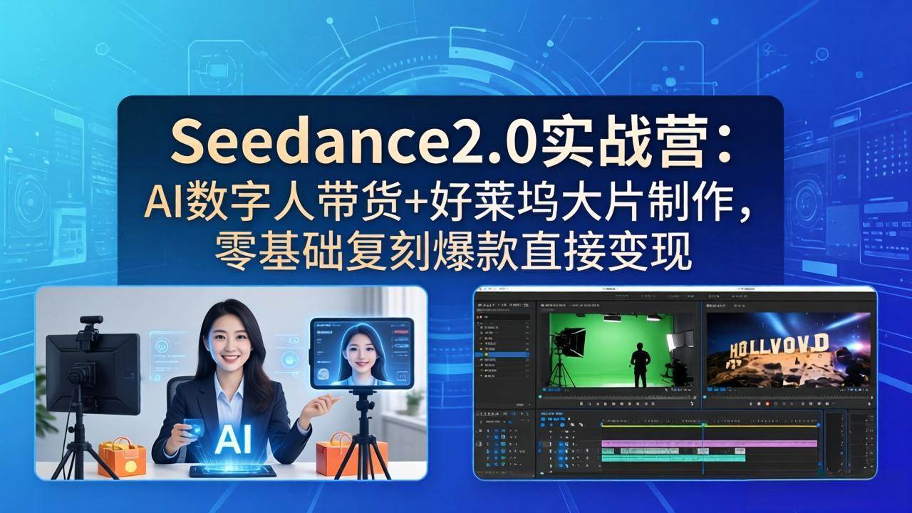 (18238期)Seedance2.0实战营:AI数字人带货+好莱坞大片制作,零基础复刻爆款直接变现-星空网创资源