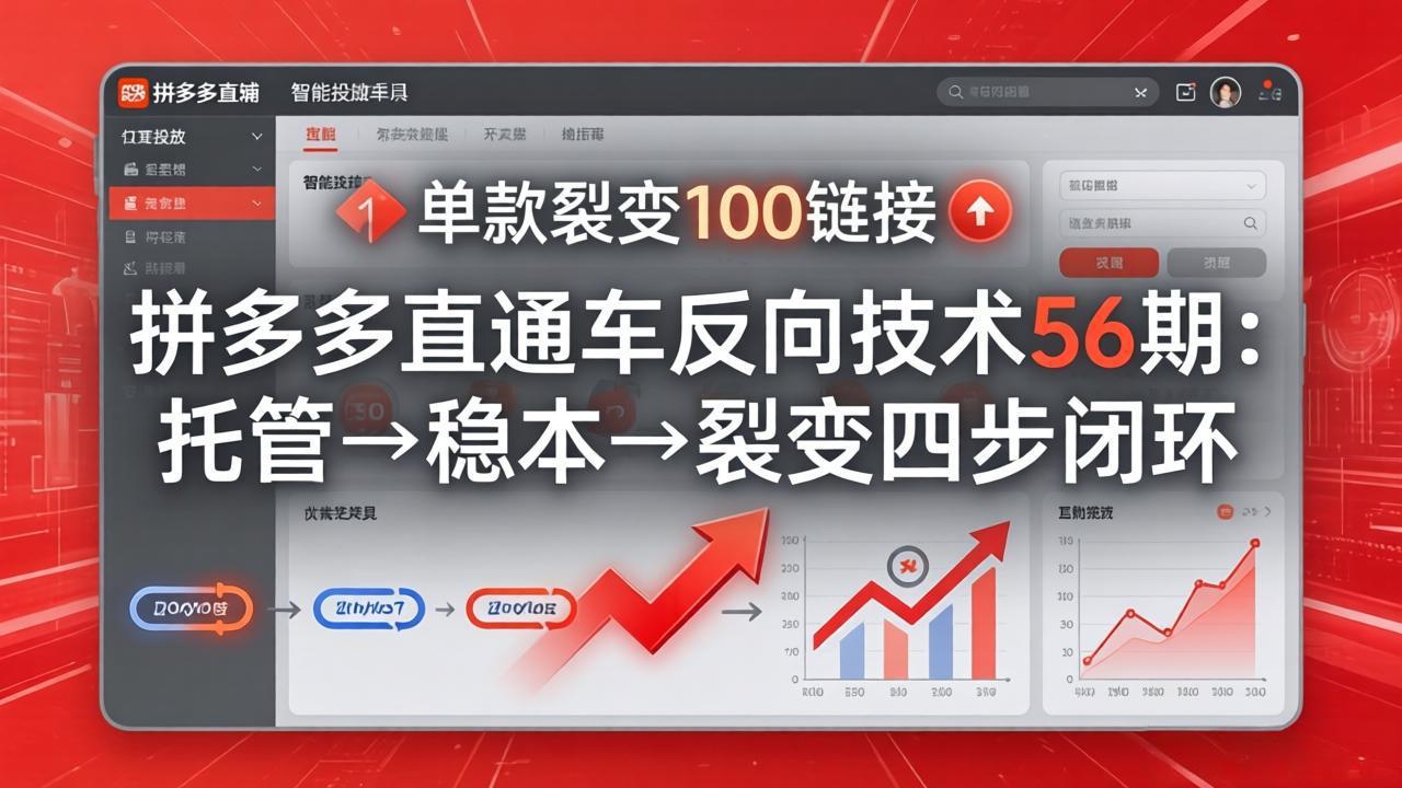 拼多多直通车反向技术56期:托管→稳本→裂变四步闭环,单款裂变100链接抢占核心流量 拼多多直通车反向技术56期:托管→稳本→裂变四步闭环,单款裂变100链接抢占核心流量