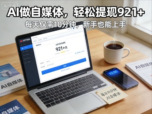 每天花费10分钟，头条号收益921+，用AI做自媒并不难【附视频教程】-星空网创资源