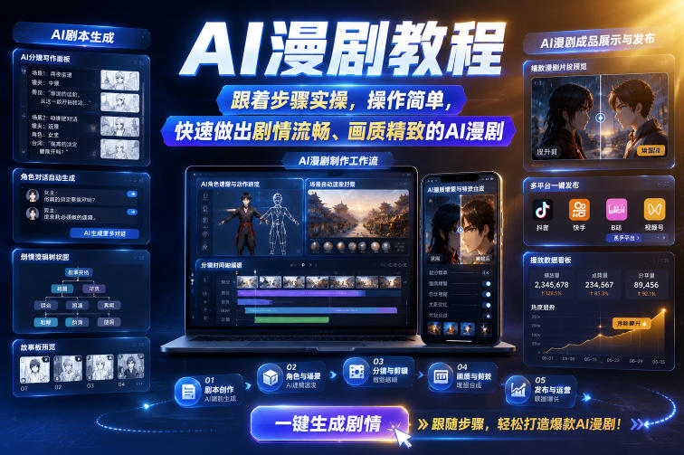 AI漫剧教程,跟着步骤实操,操作简单,快速做出剧情流畅、画质精致的AI漫剧-星空网创资源