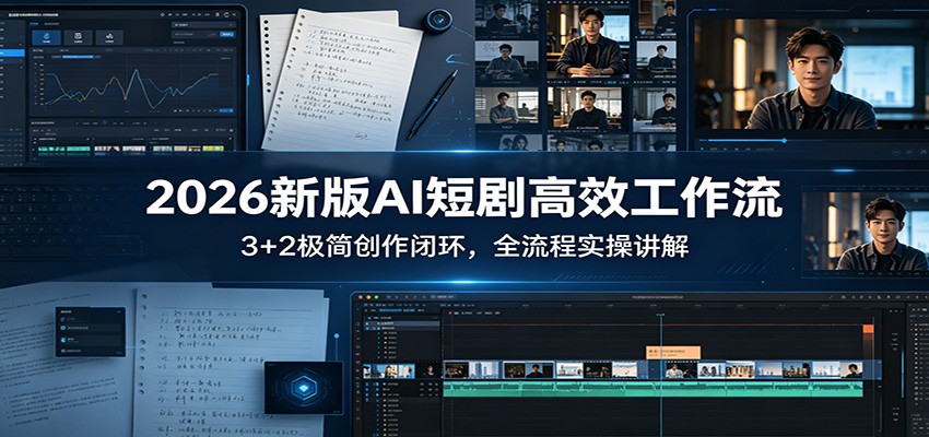 2026新版AI短剧高效工作流：3+2极简创作闭环，全流程实操讲解-星空网创资源