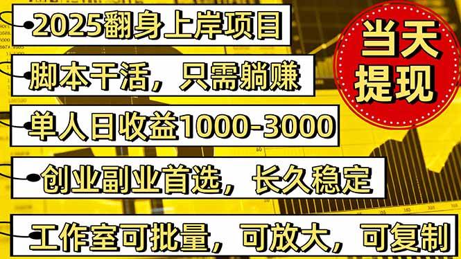 (16501期)2025翻身上岸项目脚本干活,内部客户经理内部开号,单人日收益1000-300…-星空网创资源