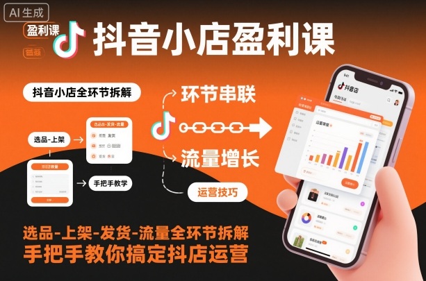 抖音小店盈利课-选品-上架-发货-流量全环节拆解,手把手教你搞定抖店运营-星空网创资源