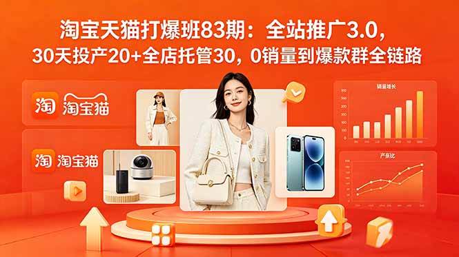 (18920期)2026淘宝天猫打爆班83期:全站推广3.0,30天投产20+全店托管30,0销量到爆款群全链路-星空网创资源