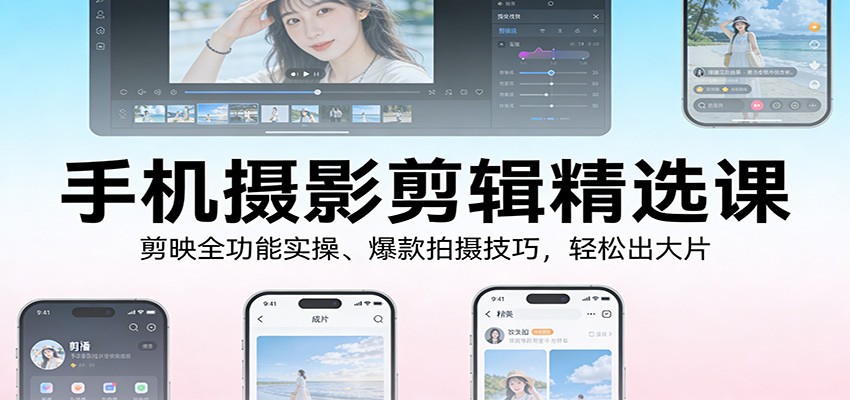 手机摄影剪辑精选课：剪映全功能实操、爆款拍摄技巧，轻松出大片-星空网创资源