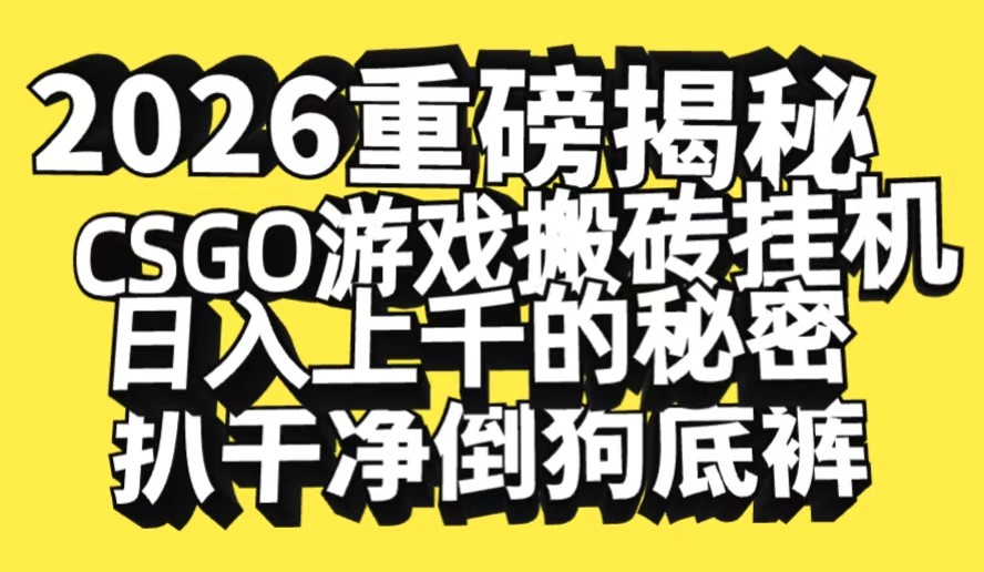 2026开年重磅解密，CSGO游戏搬砖挂机日入上千的秘密，把倒狗的底裤扒干-星空网创资源