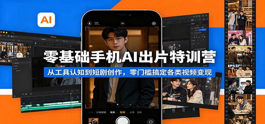 零基础手机AI出片特训营：从工具认知到短剧创作，零门槛搞定各类视频变现-星空网创资源