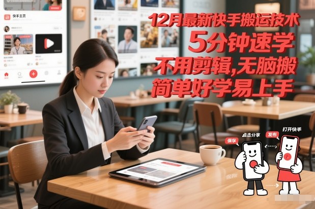 12月最新快手搬运技术，5分钟速学，不用剪辑无脑搬，简单好学易上手-星空网创资源