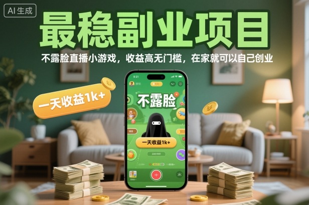 最稳副业项目,不露脸直播小游戏,收益高无门槛,一天收益1k+,在家就可以自己创业【揭秘】-星空网创资源