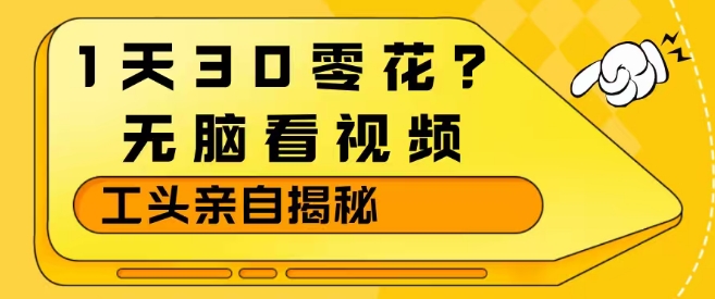 1天30零花？无脑看视频，大佬亲自揭秘-星空网创资源