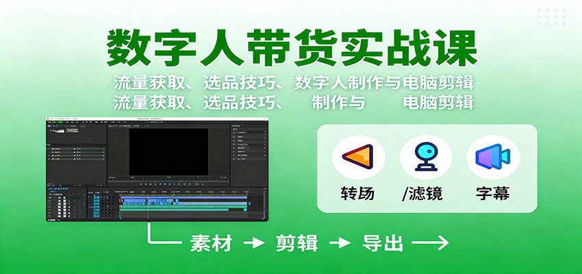 数字人变现实战课：流量获取、选品技巧、数字人制作与电脑剪辑-星空网创资源