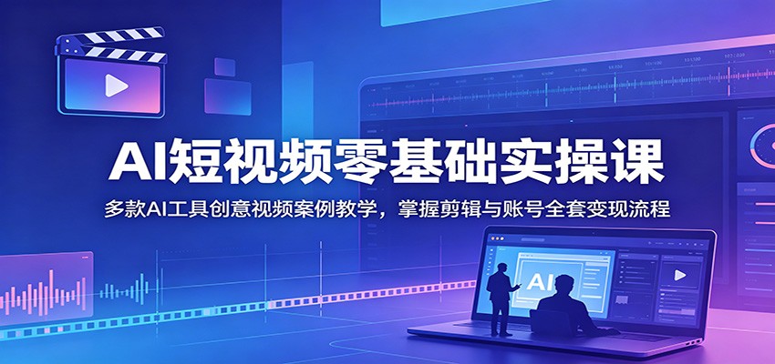 AI短视频零基础实操课:多款AI工具创意视频案例教学,掌握剪辑与账号全套变现流程-星空网创资源
