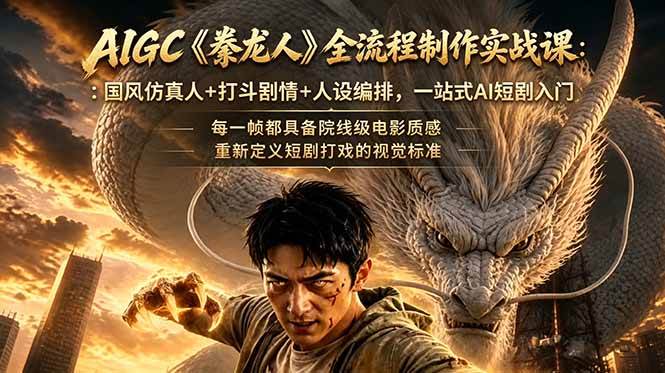 （18849期）AIGC《豢龙人》全流程制作实战课：国风仿真人+打斗剧情+人设编排，一站式AI短剧入门-星空网创资源
