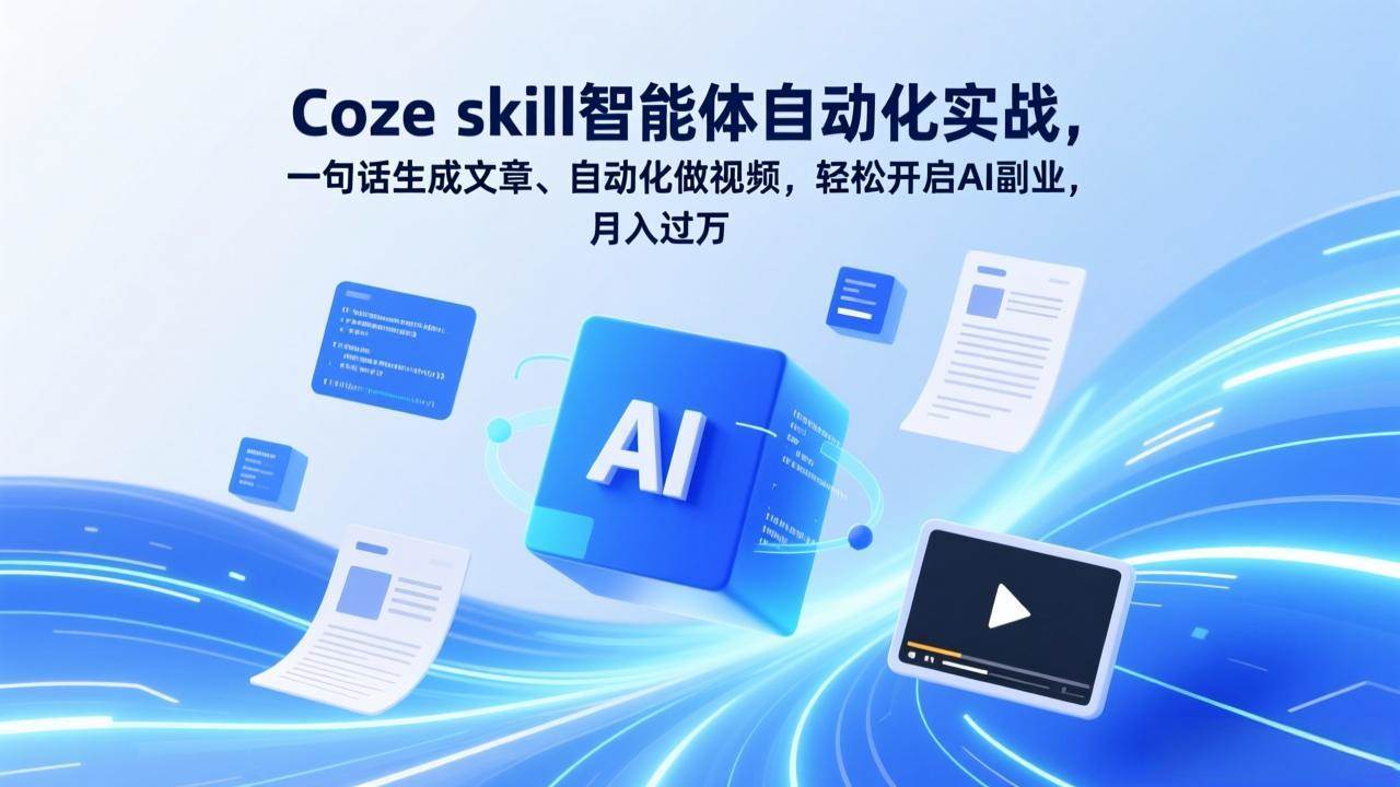 (17399期)Coze skill智能体自动化实战,一句话生成文章、自动化做视频,轻松开启AI副业,月入过万-星空网创资源