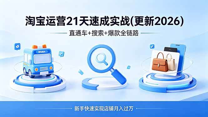 (18316期)淘宝运营21天速成实战(更新4月),直通车+搜索+爆款全链路,新手快速实现店铺月入过万-星空网创资源