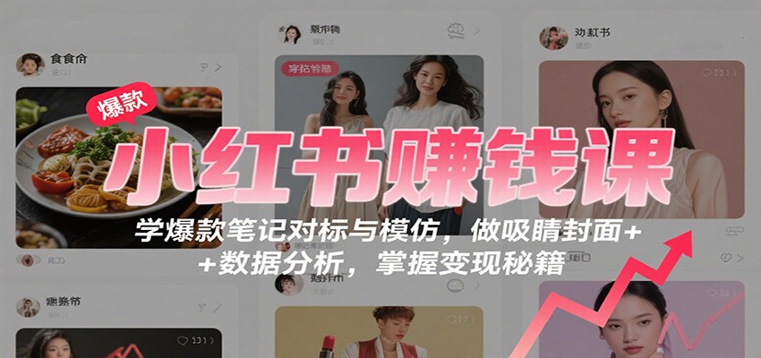 小红书赚钱课:学爆款笔记对标与模仿,做吸睛封面 + 数据分析,掌握变现秘籍-星空网创资源