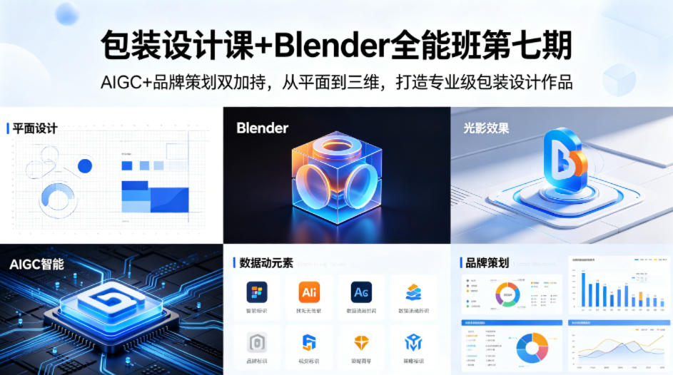 包装设计课+Blender全能班第七期,AIGC+品牌策划双加持,从平面到三维,打造专业级包装设计作品 包装设计课+Blender全能班第七期,AIGC+品牌策划双加持,从平面到三维,打造专业级包装设计作品