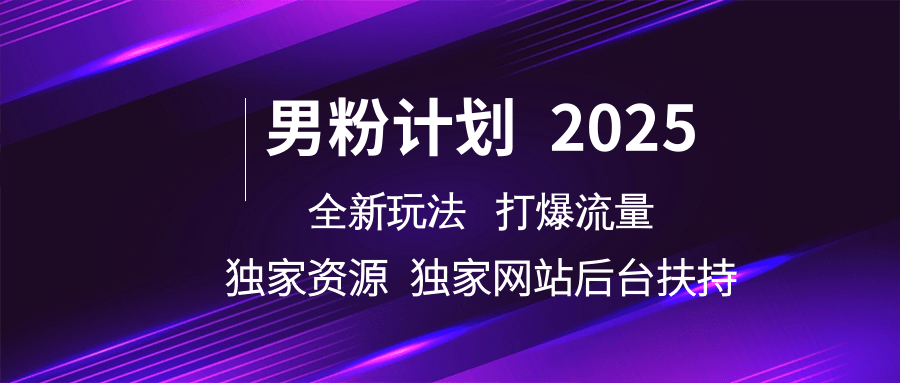 男粉计划2025 全新玩法打爆流量 独立网站 独立资源后台扶持-星空网创资源