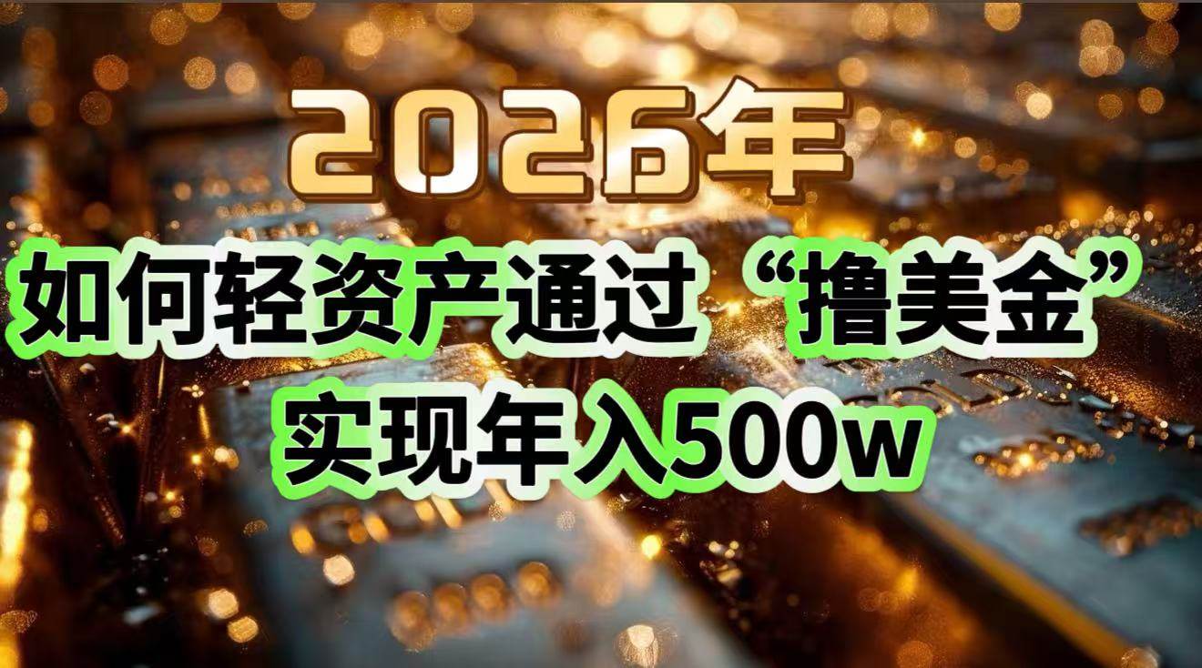 （17033期）2026年如何轻资产通过“撸美金”实现年入500w-星空网创资源