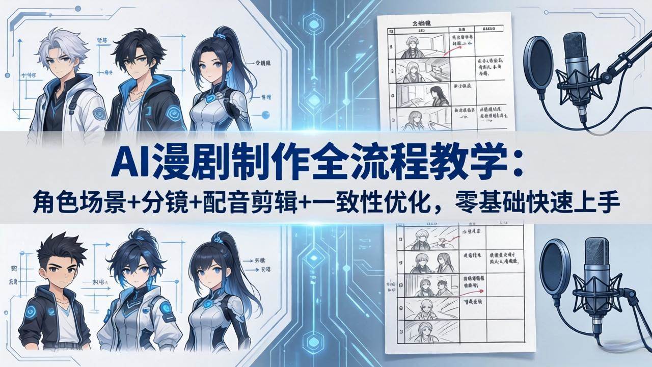 (18090期)AI漫剧制作全流程教学:角色场景+分镜+配音剪辑+一致性优化,零基础快速上手 (18090期)AI漫剧制作全流程教学:角色场景+分镜+配音剪辑+一致性优化,零基础快速上手