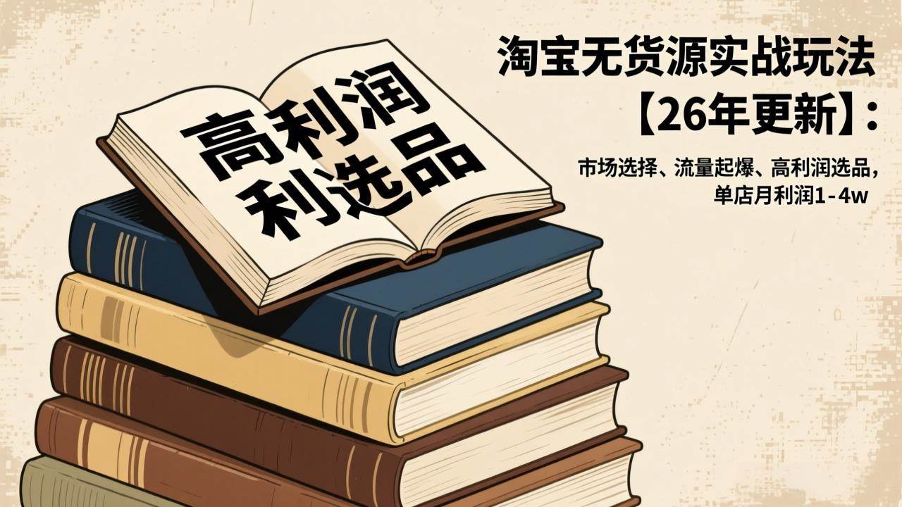 (17046期)淘宝无货源实战玩法【26年更新】:市场选择、流量起爆、高利润选品,单店月利润1-4w (17046期)淘宝无货源实战玩法【26年更新】:市场选择、流量起爆、高利润选品,单店月利润1-4w